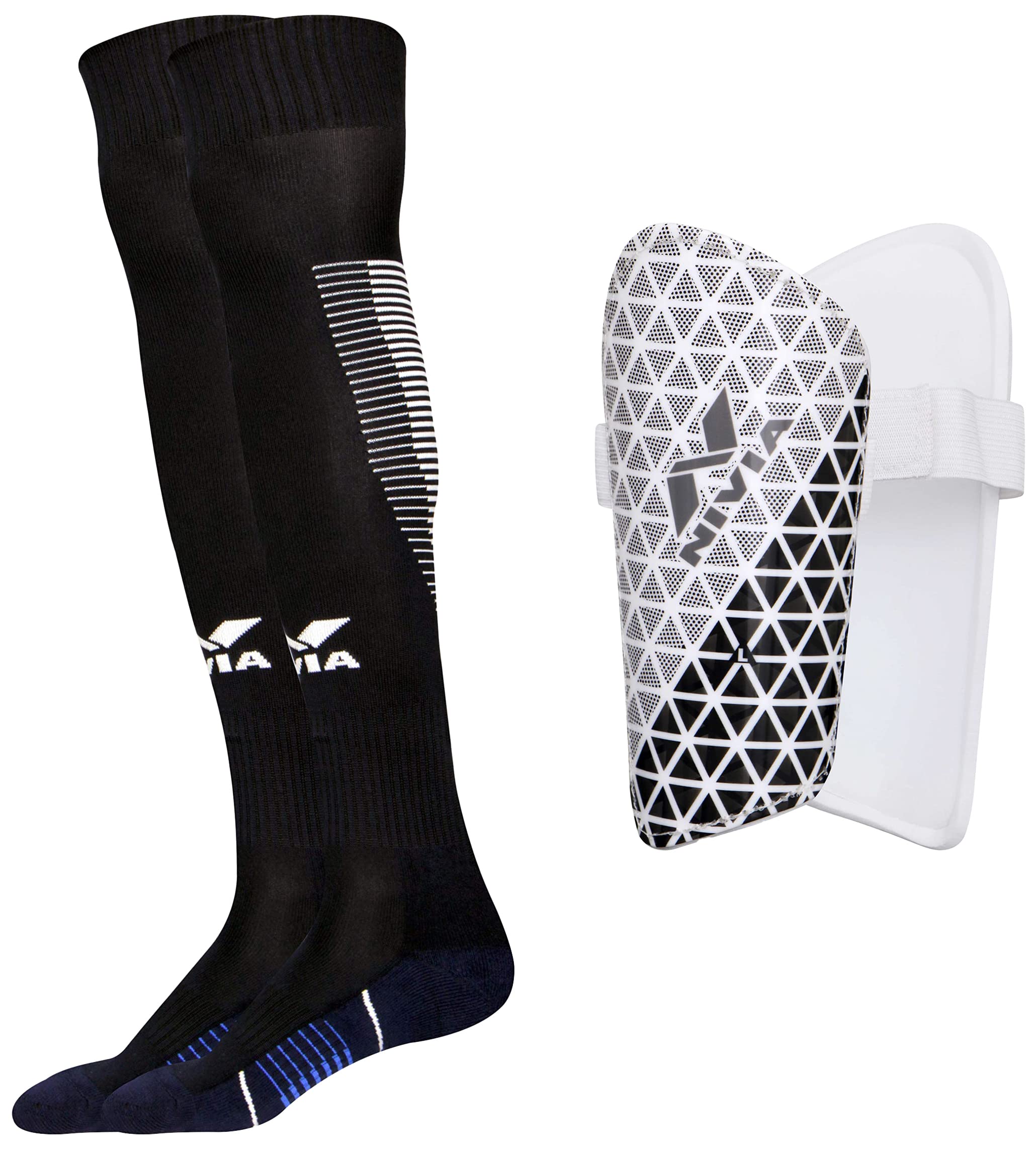 Nivia Soccer Stockings PP Small, (Navy Blue) 805S Wisdom-2018 Plastic Shin Guard, Small (White) Combo (B08615S6KZ) Amazon Price History, Amazon Price Tracker
