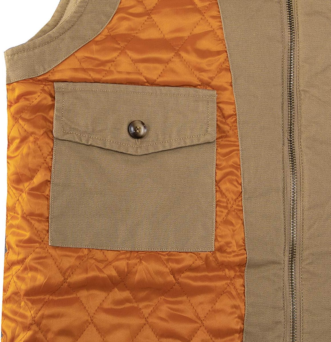 Lisskolo Men's Quilted Lined Vest Washed Canvas Winter Warm Outdoor Hunting Work Utility Travel Vest Jacket - Image 6