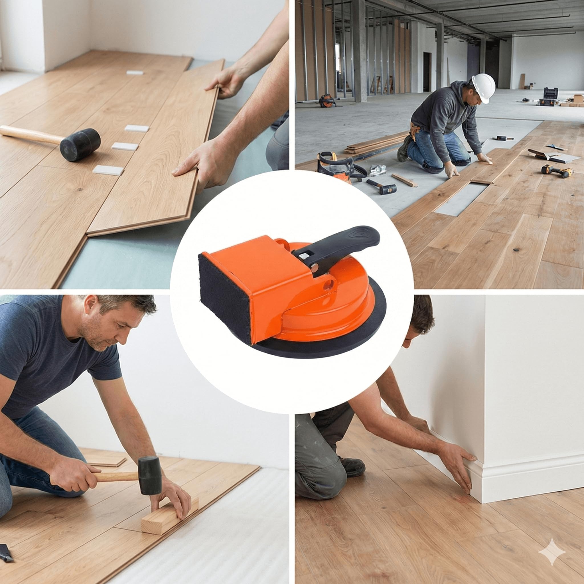 Heavy Duty Floor Gap Fixer Tool, Aluminum Suction Cup for Laminate Vinyl Hardwood Plank Repair Kit, Professional Flooring Seam Setter & Ventouse Plancher Repairing - 4