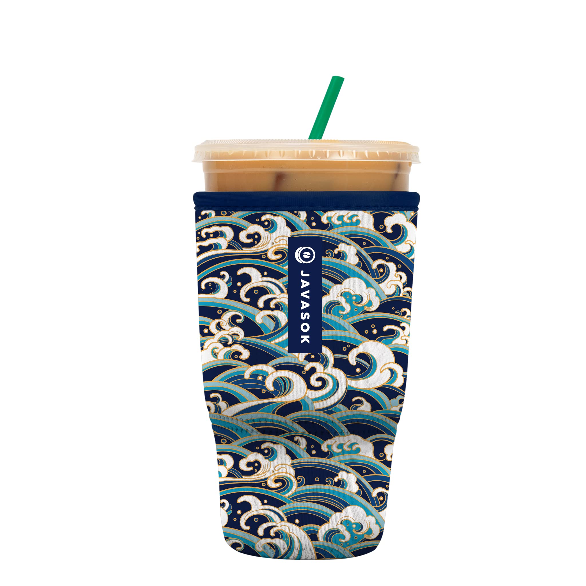Sok It JavaSok Iced Coffee & Cold Soda Insulated Neoprene Cup Sleeve (Perfect Wave, Large: 30-32oz)