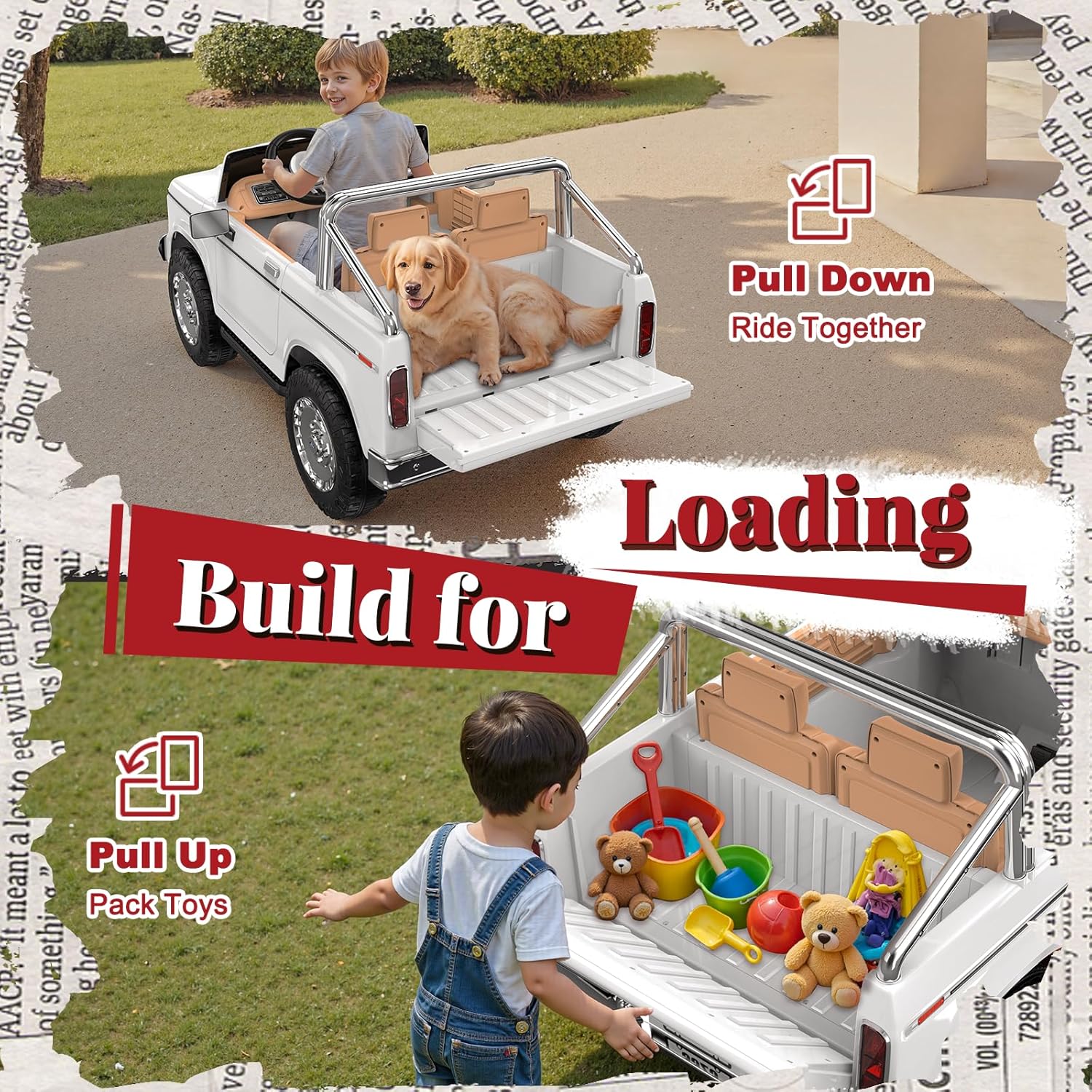 ANPABO Licensed Ford F-150 24V 2 Seater Ride on Car for Kids, 4x100W Motors for All-Terrain Electric Car with Parental Remote, Retro Style, 3-Speeds, Large Storage Box, Music Player, Aged 3-8, White