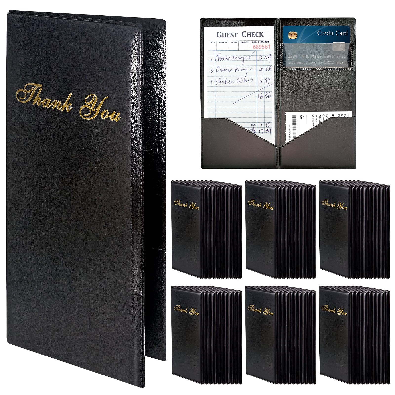 50 piezas de presentadores de cheques para restaurantes de 4 x 8 pulgadas, presentadores de cheques de invitados para restaurante, tarjetero, soporte de recibos con chequera de invitados para meseros