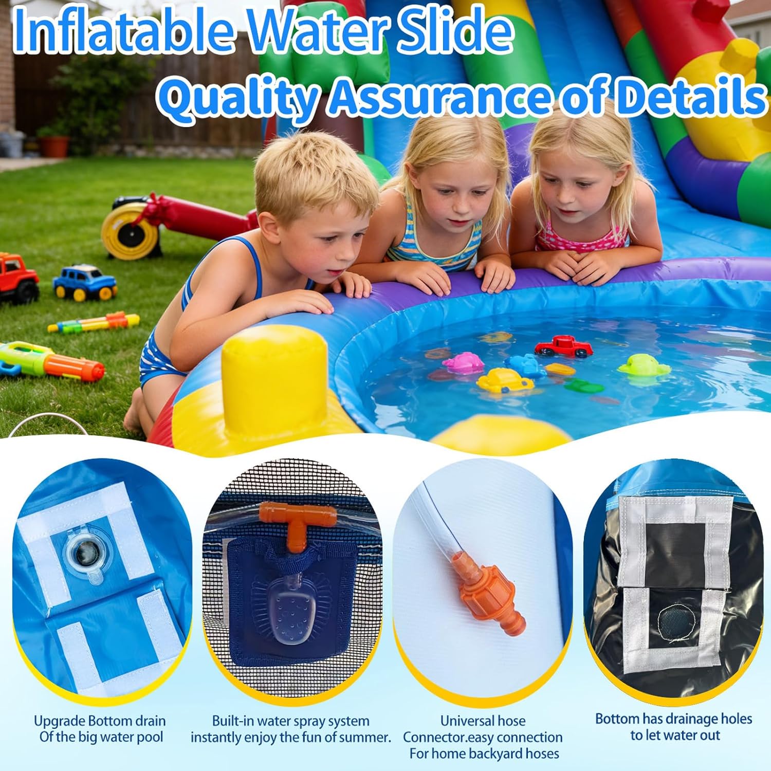 26FT(L) Commercial Grade Water Slide for Adults Kids (Double Slides&Big Water Pool),100% PVC Inflatable Adult Water Slide with 1100W UL Blower Great for Outdoor Backyard Fun,Block Party-26x12x14ft