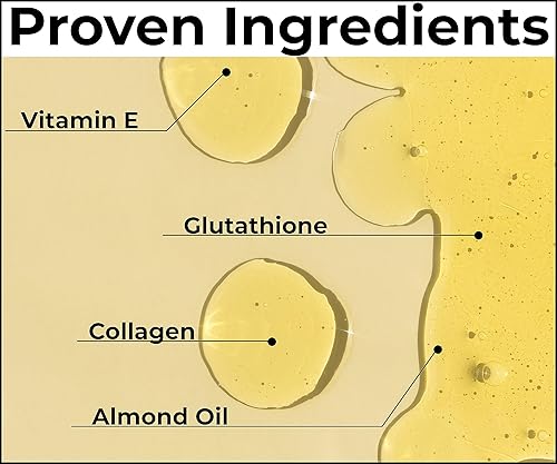 Miniatura 2 de Aceite corporal iluminador para la piel, con colágeno, glutatión, aceite de almendras y vitamina E, unifica el tono de la piel, reduce las líneas