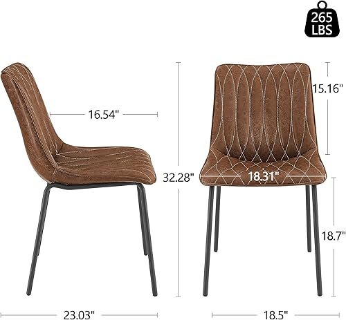 Miniatura 2 de Art Leon Sillas de comedor, juego de 2, sillas tapizadas de piel sintética para cocina, comedor, sillas laterales modernas sin brazos con patas de