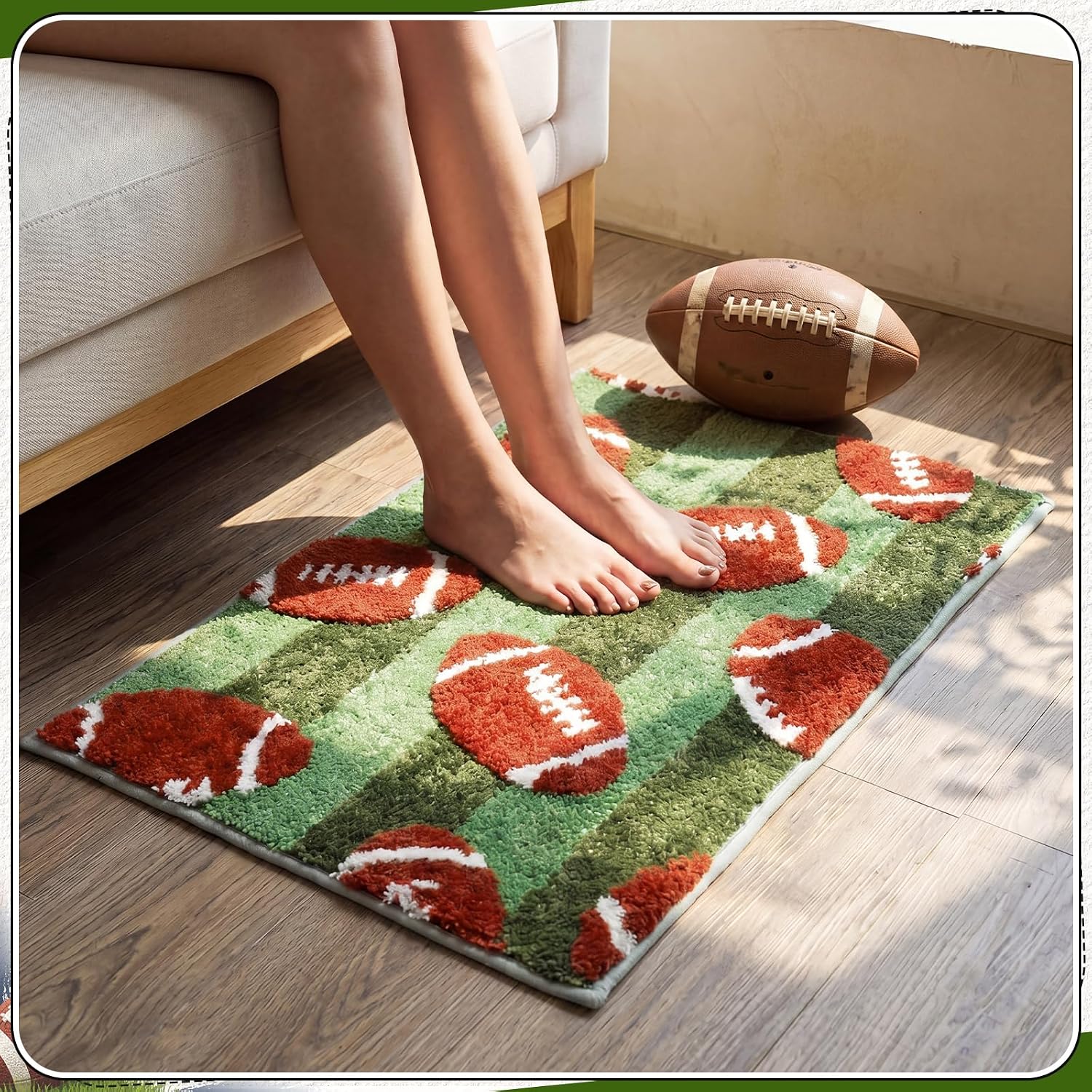 Lyrow 3D Basketball/Football/Soccer Bathroom Rug 31'' x 20'',Sport 3