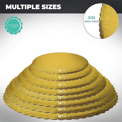 Miniatura 3 de O'Creme Gold-Top - Tabla redonda festoneada para pasteles y repostería de 332 pulgadas de grosor, 14 pulgadas de diámetro, paquete de 10