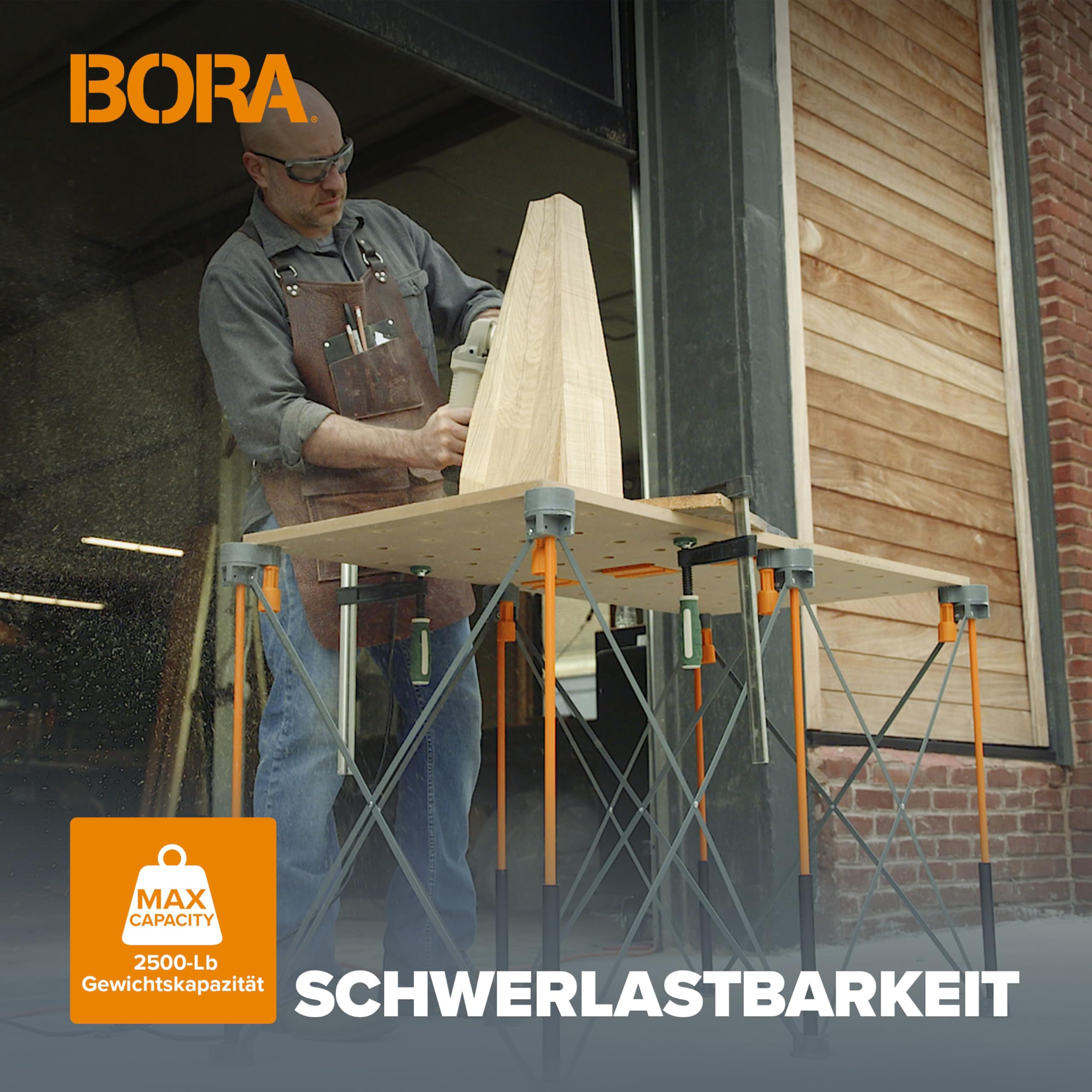 Bora Centipede CK6S Arbeitsständer tragbarer Tisch Sägebockstütze zusammenklappbare Stahlbeine orange schwarz 2 Ft x 4 Ft