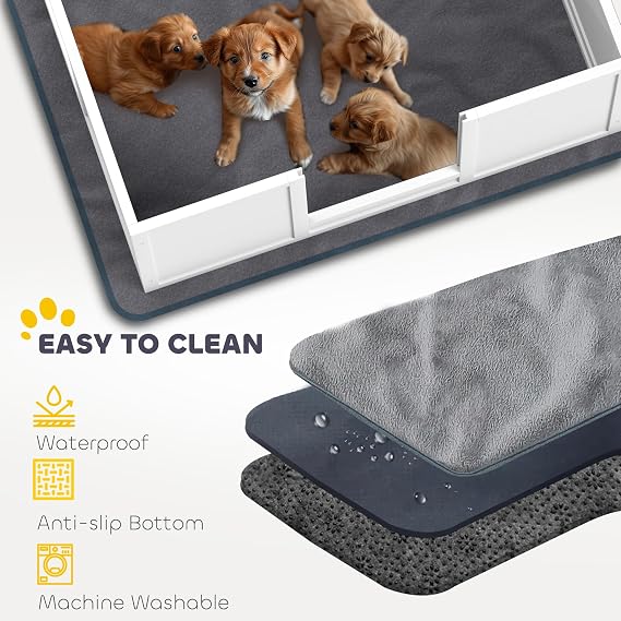 PawHut Dog Whelping Box with Whelping Pad, Adjustable Entrance, 100 x 96cm