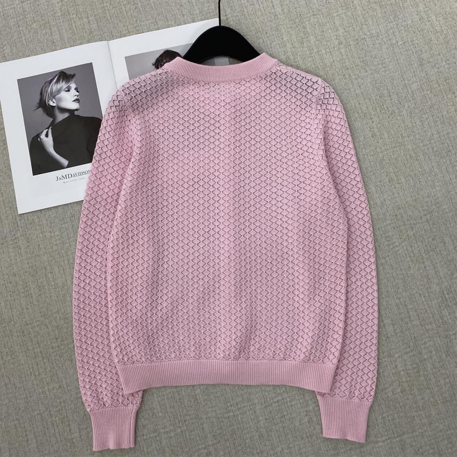HJDMO Cardigan da donna autunno 2026 girocollo lettera uncinetto lana fine maglia vestibilità regolare