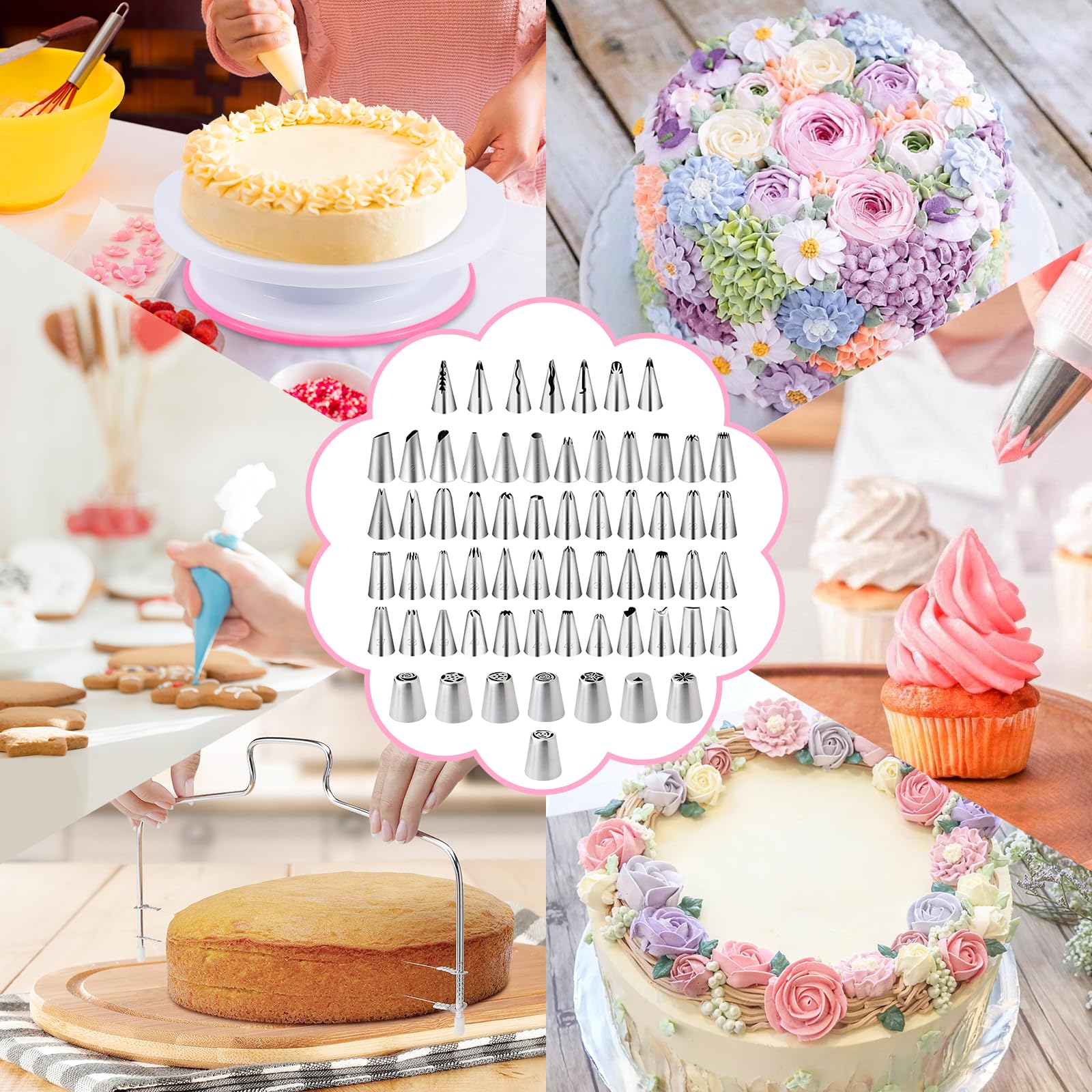 JAMATA Kit Patisserie Complet 305 Pièces, Ensemble Professionnel avec Plateau Tournant Gateau, Douille Patisserie et Poche Douille Patisserie, Idéal pour Tous les Amateurs de Pâtisserie