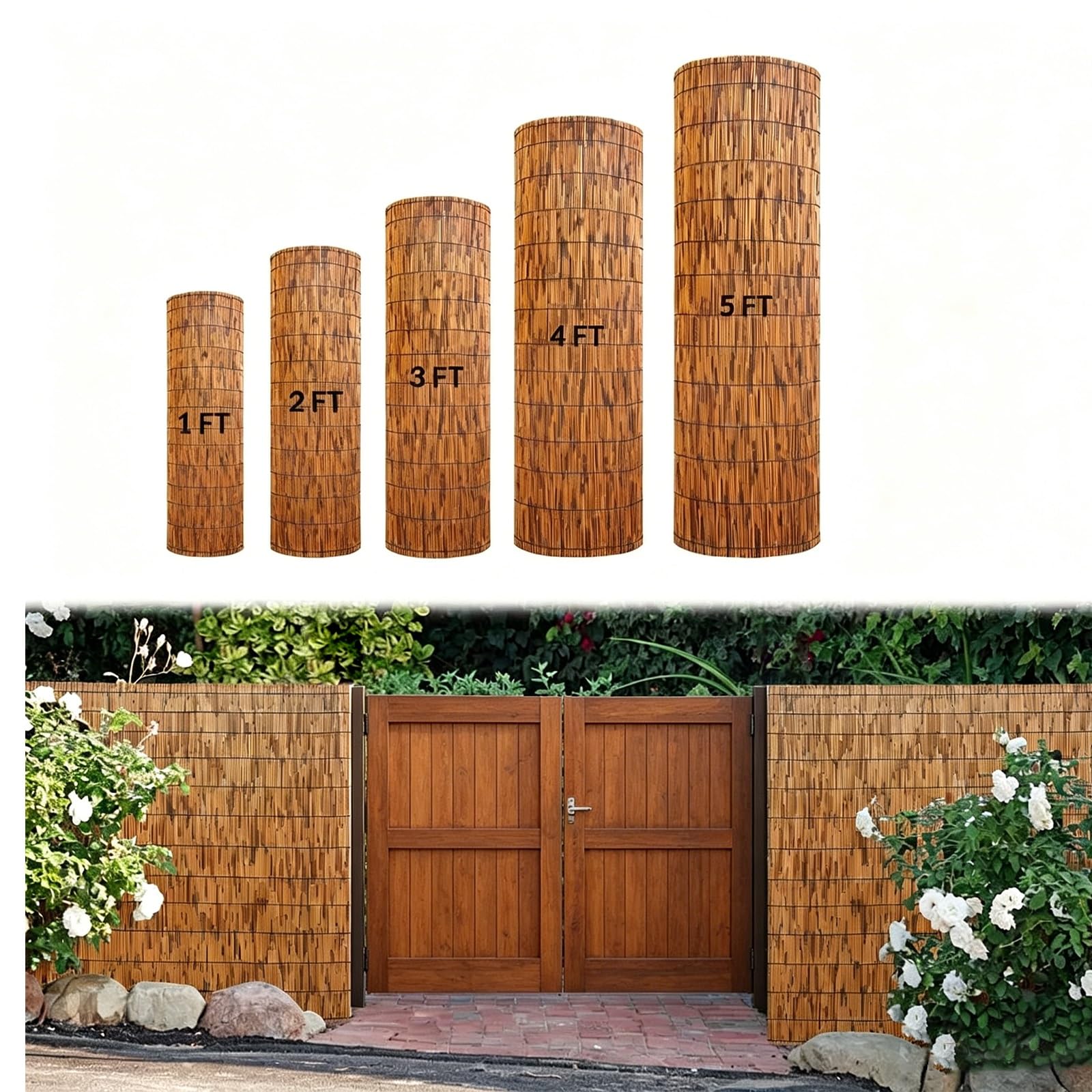 YtsNyxolus Natural Privacy Fence Screen Roll 1–6 ft Height – Breathable Outdoor Barrier Panel, Lightweight Garden Divider for Balcony, Patio, Backyard Fence Cover(130 x 700 cm (4.3 x 23.0 ft))