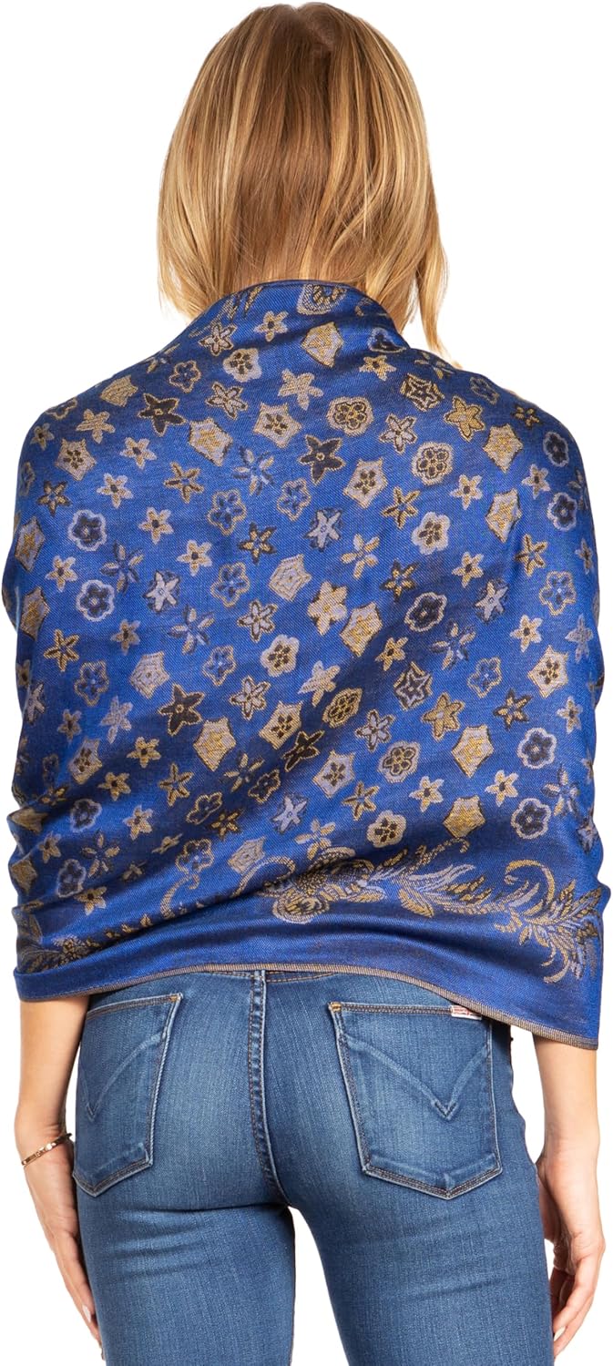 Sakkas Alessa Women's Silky Soft Reversible PaisleyPrint Pashmina Scarf Shawl Wrap - Image 2