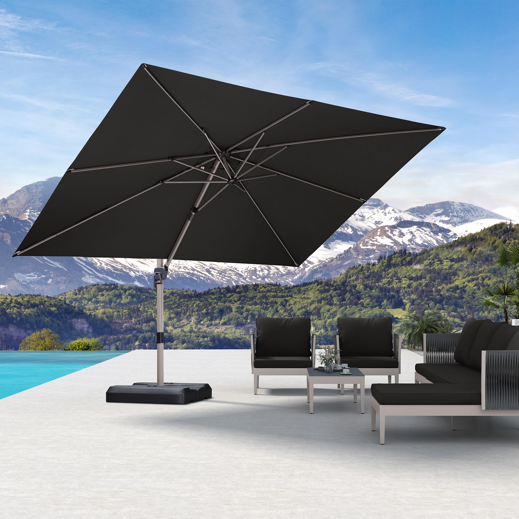 11 rectangular offset patio umbrella Amazon.com : PURPLE LEAF 9' X 11' Patio Umbrella, Rectangle Outdoor  Cantilever Umbrella, Aluminum Offset Umbrella with Champagne Frame and 360°  Rotation for Pool Deck Garden, Grey : Patio, Lawn & Garden