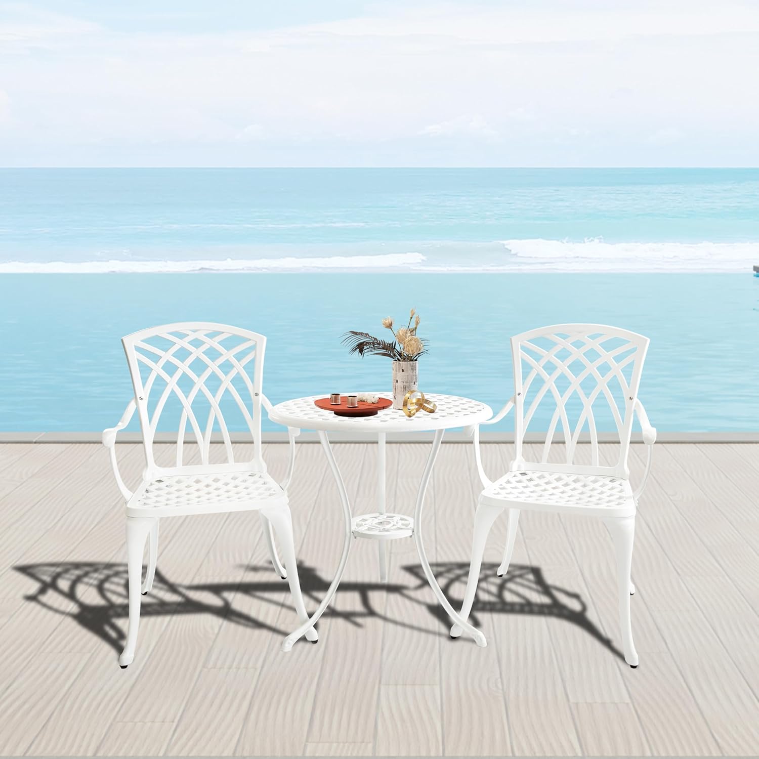 Small Patio Furniture Set Outdoor Pieces Cast Aluminum With