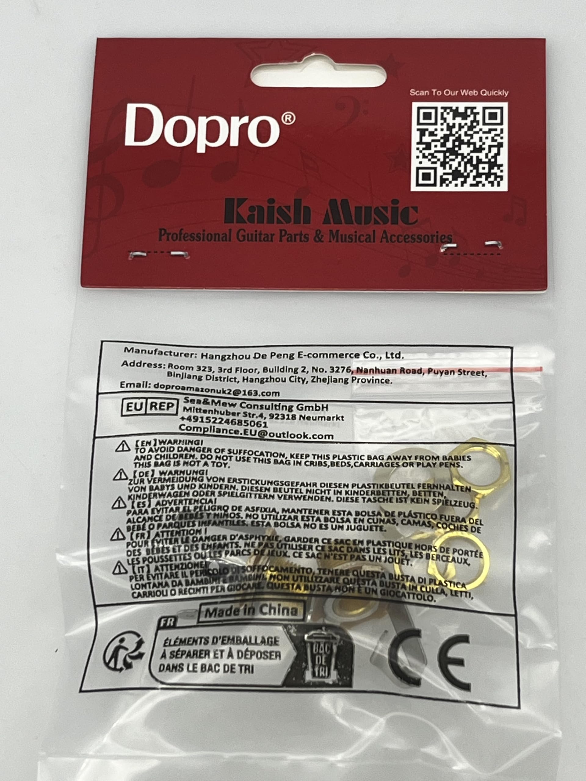 Prise Jack Mono Dopro - Lot De 2 En Laiton Doré - Filetage 3/8-32, Sortie 1/4 Pouce - Pour Guitare, Basse, Ampli - Avec écrous Et Rondelle