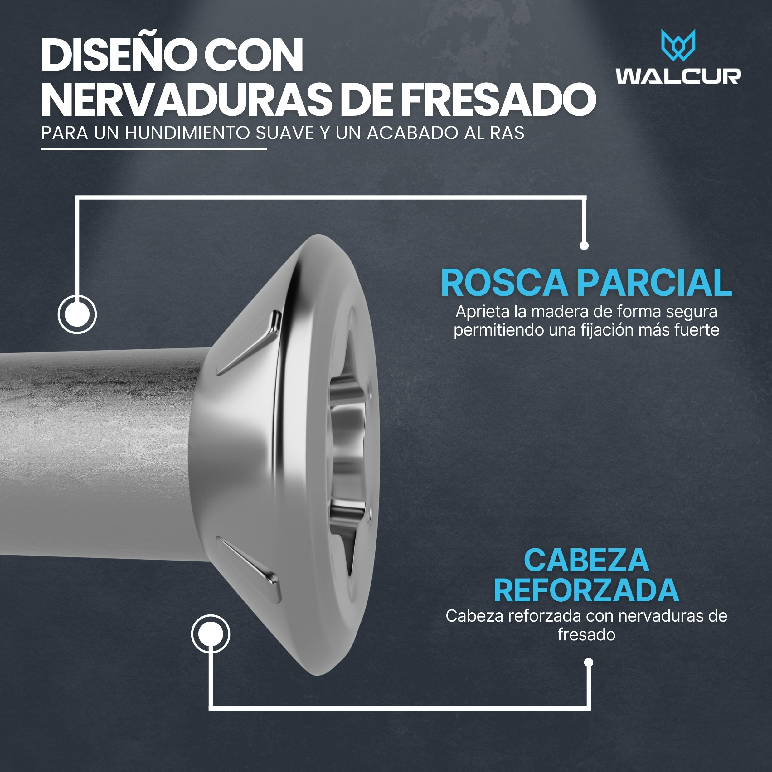 WALCUR Tornillo Para Terraza 5.0 x 60mm Tornillo Para Tarima de Acero Inoxidable Autoperforante Paquete de 1000 Unidades con 2 Bits Torx y 1 broca, juego de tornillos para madera de alta resistencia.