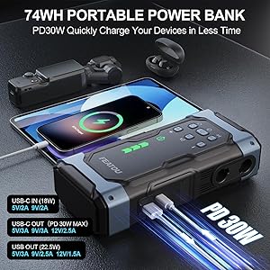 High-Power 9000A Jump Starter with Air Compressor, 12V Car Battery Jump Starter, Portable Jump Box for Car(All Gas/14L Diesel) with Tire Inflator, 30W Fast Charge, Forced Boost, Smart Battery Jumper