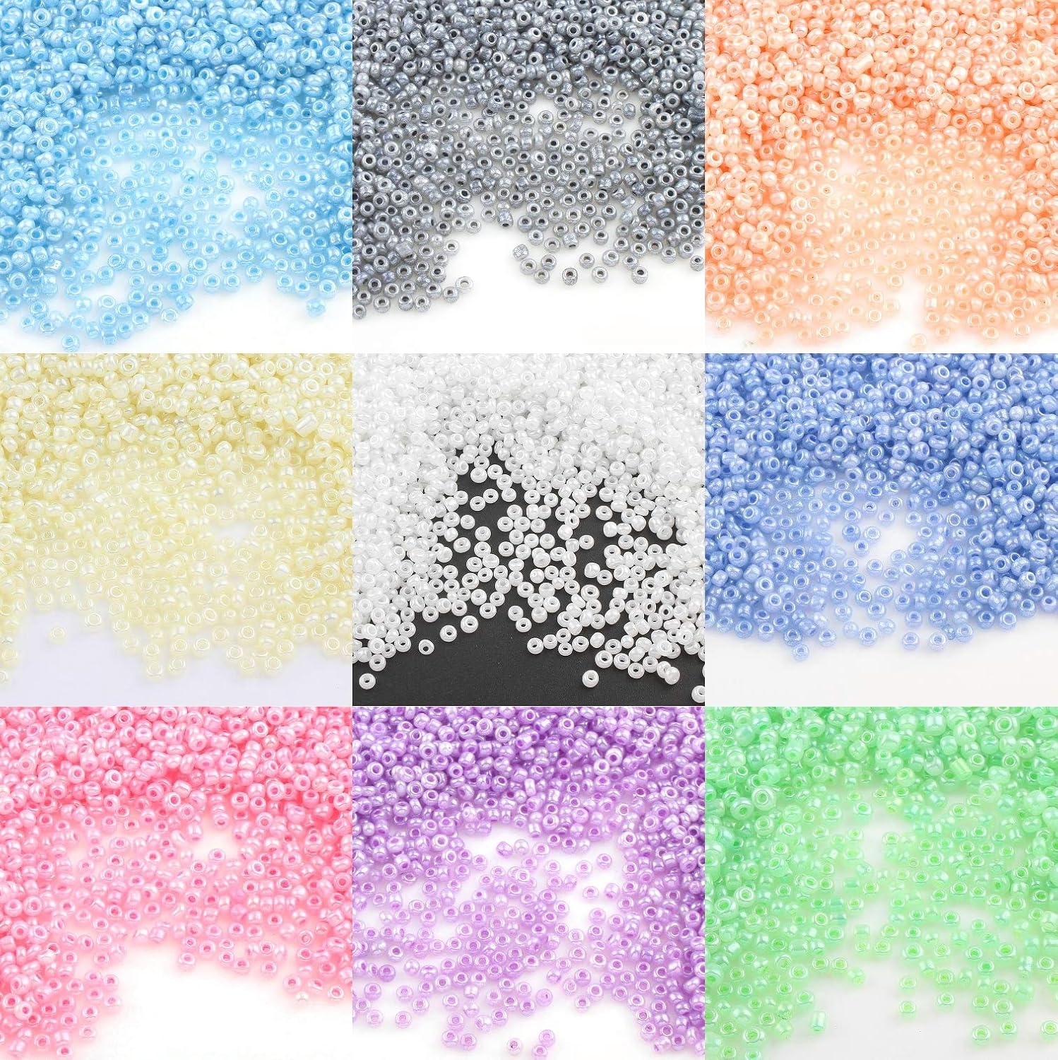 Perlin Glass Seed Beads 2mm 11/0 Round Mini Small Pony Beads 6500pcs for Jewelry Making Earrings Bracelets Pendants Waist DIY Handmade Silky Ceylon Color Kit (Grey) - Image 5