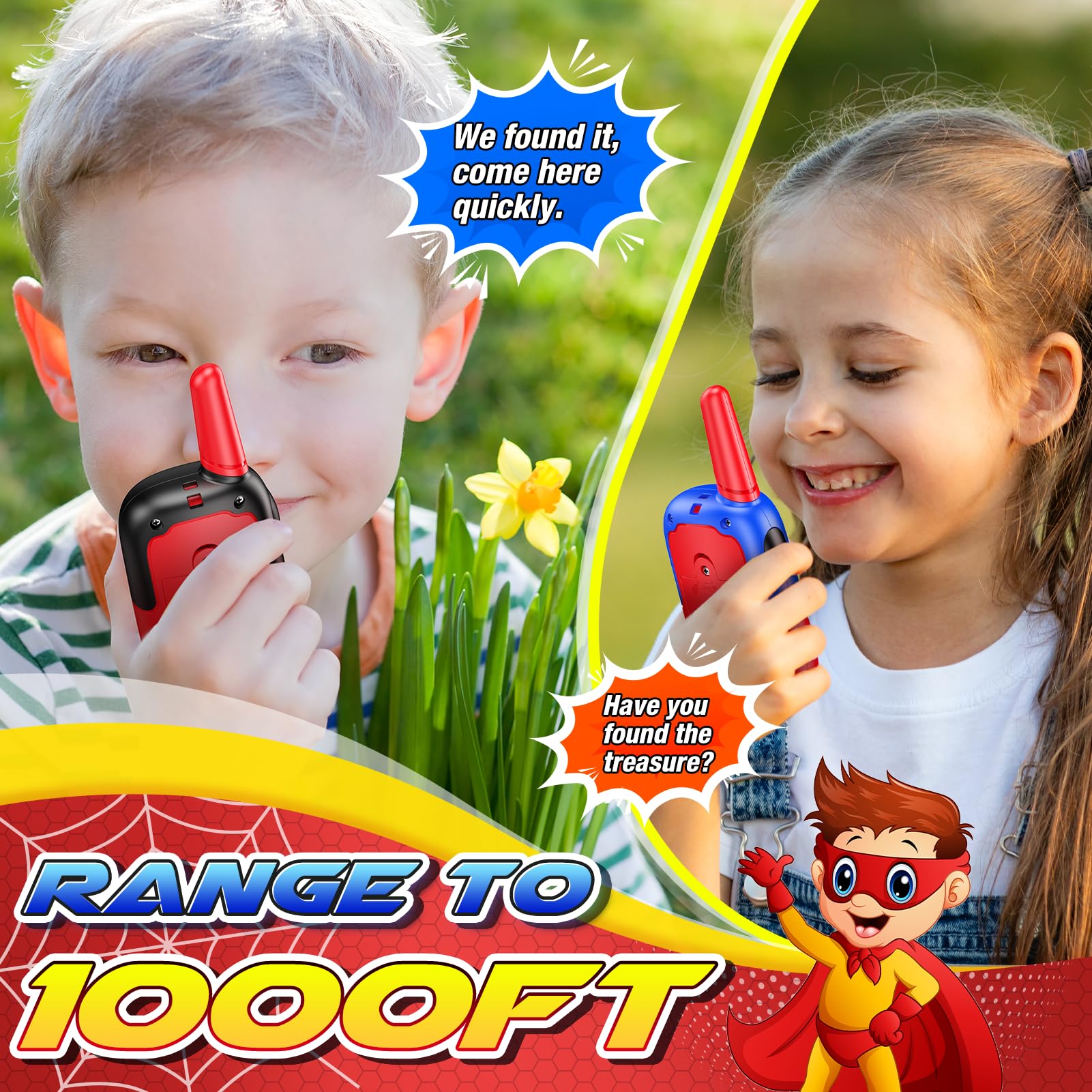 Toyokid 2 PCS Spider Walkie Talkies for Kids Spider Toys for 3 4 5 6 Year Old Boys Gifts for 3-8 Year Old Boy Toys - Image 2