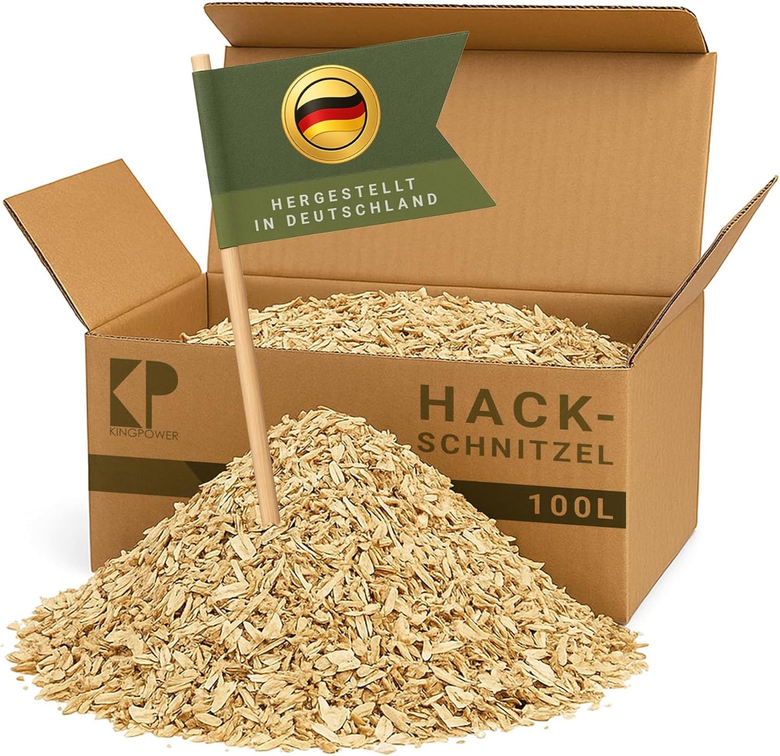 kingpower Hackschnitzel für Ofen Rindenmulch für Garten Hochbeet Holz Pflanzen Einstreu Holzhackschnitzel Grob Holzschnitzel Streu Beet Abdeckung Deko Abdeckung 100-500 L