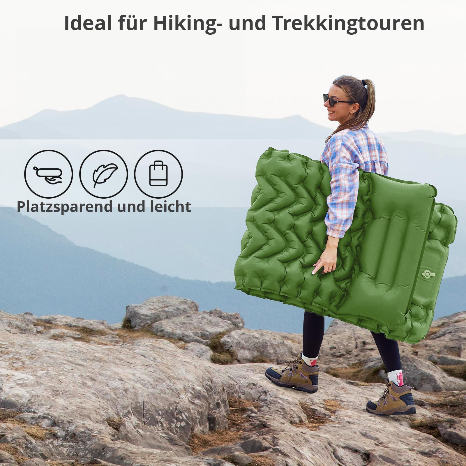 KingCamp Trekking Isomatte Wildwood Camping Luftbett Thermo Matte Leicht 0,9 kg Olive Green