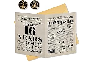 16th Birthday Card, Vintage Style, Funny Back in 2007 Theme, Premium Cardstock,...