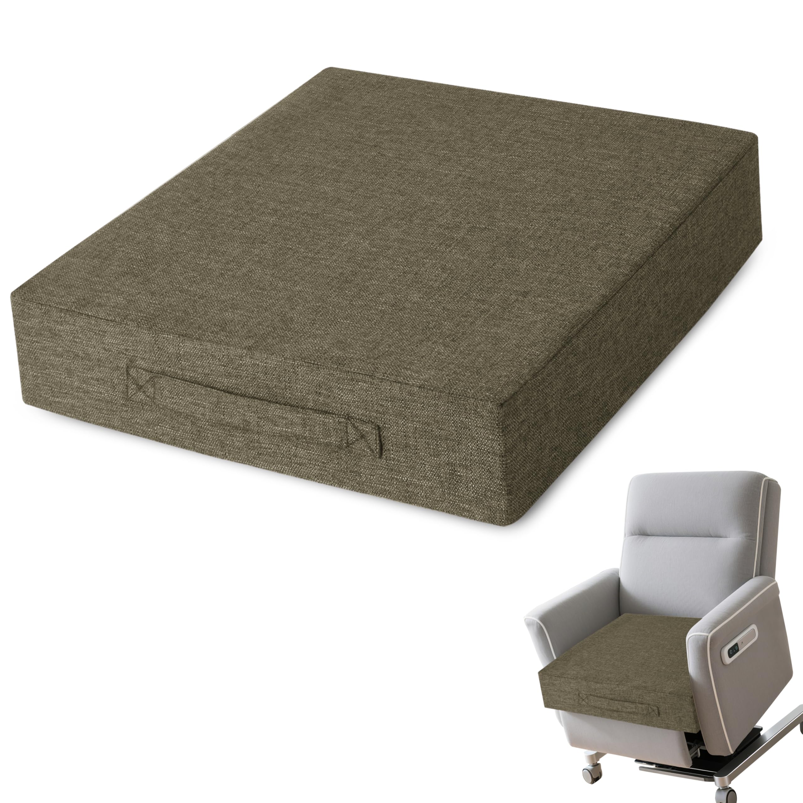 AddGrace Recliner Cushions for Elderly 20"x20"x4" Khaki