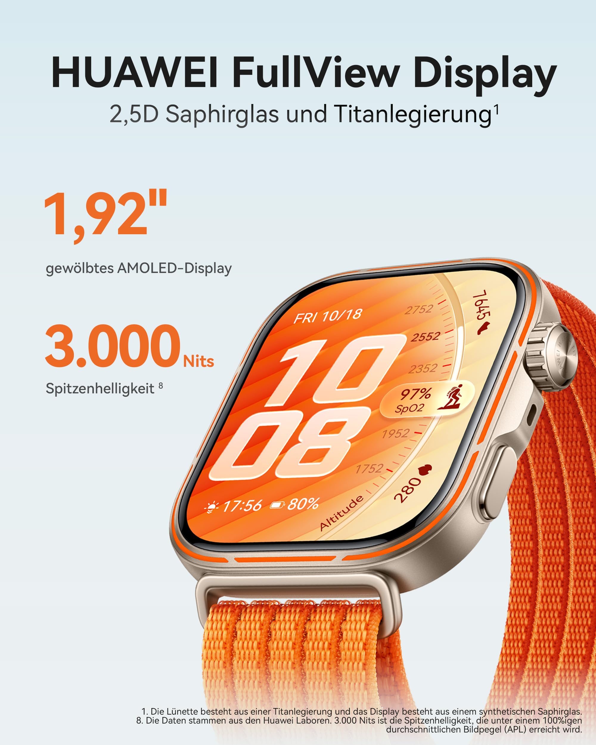 HUAWEI Watch FIT 5 Pro Smartwatch GPS Fitness Tracker EKG Schlaftracker 1,92" Display NFC-Zahlung Sportuhr 5 ATM Schwarz