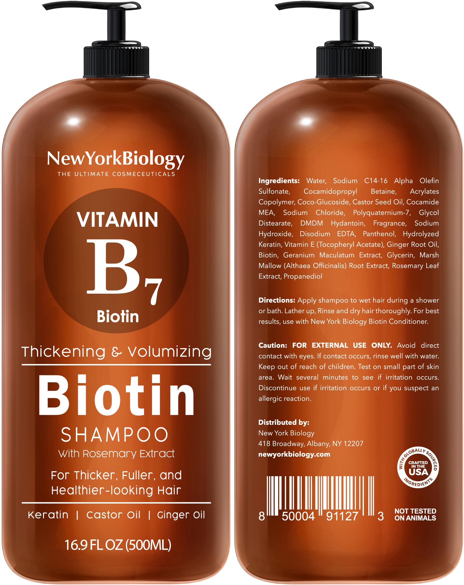 Juego de champú y acondicionador de biotina de 500 ml para el adelgazamiento del cabello, fórmula espesante para el tratamiento de la pérdida del cabello, para hombres y mujeres, anticaspa, el