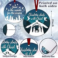 Vista 3 de Karenhi 6 adornos de Navidad de Navidad de Noche Santa, adornos religiosos cristianos para árbol de Navidad, cerámica redonda de Jesús, Belén