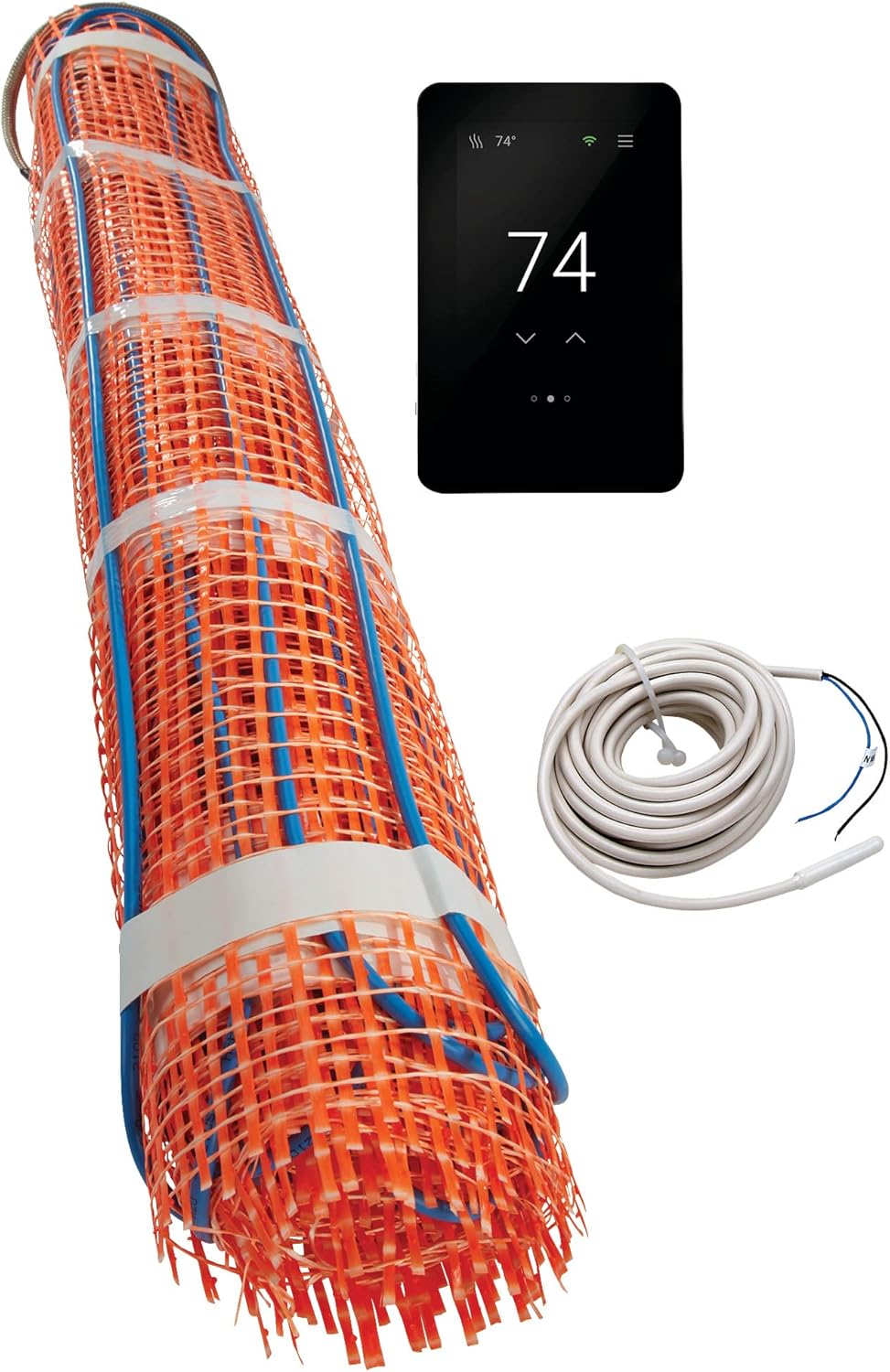 SunTouch ConnectPlus TapeMat Electric Under Floor Heating Kit with Mat, Sensor, SunStat Voice-Activated WiFi Thermostat, 100 Sq Ft (50' x 2'), 120V, Heated System for Tile, Stone, Vinyl, Laminate