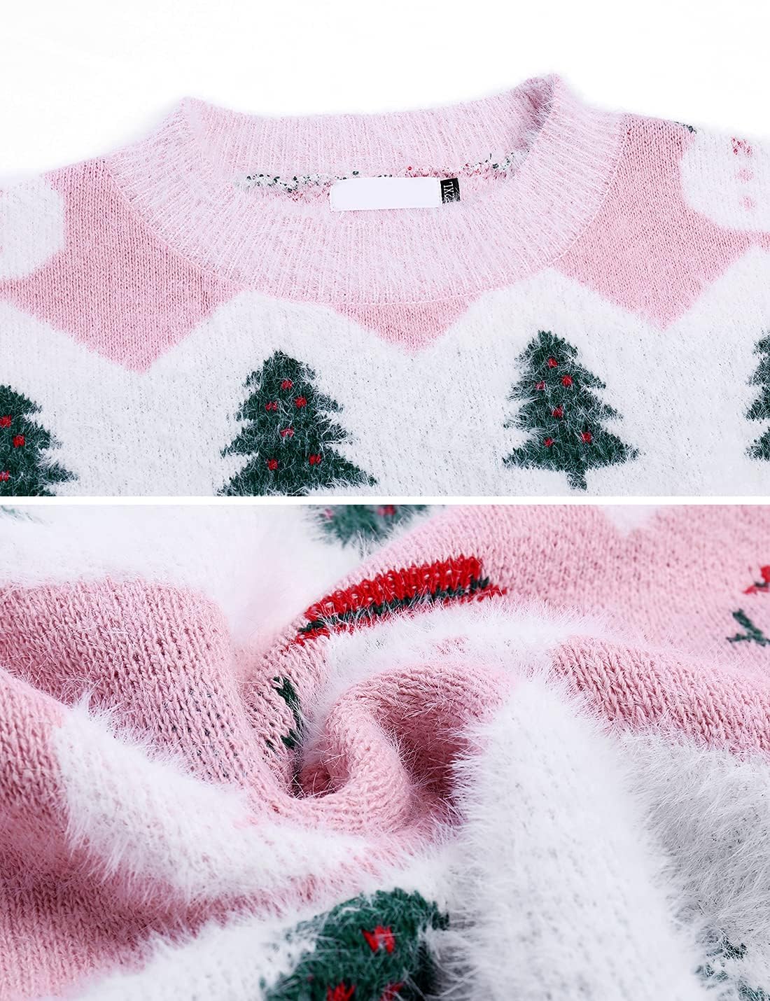 Marvmys Weihnachtspullover Damen Winter Fun Strickpullover Rundhals Weihnachtspullis mit Rentiermuster und Schneemann Muster Gestrickte Pullover Langarm Sweatshirt für Frauen