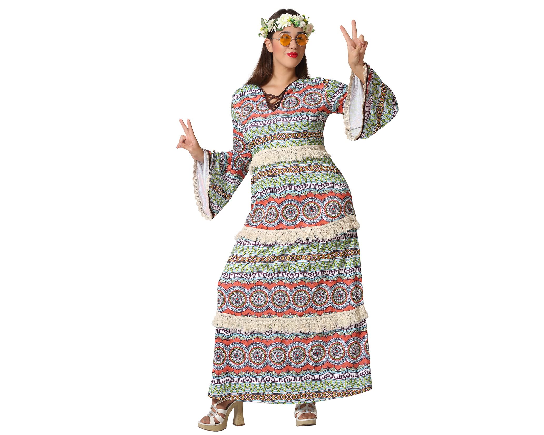 ATOSA Women's 66147 Hippie Costume XL Woman Multicolor, X-Large