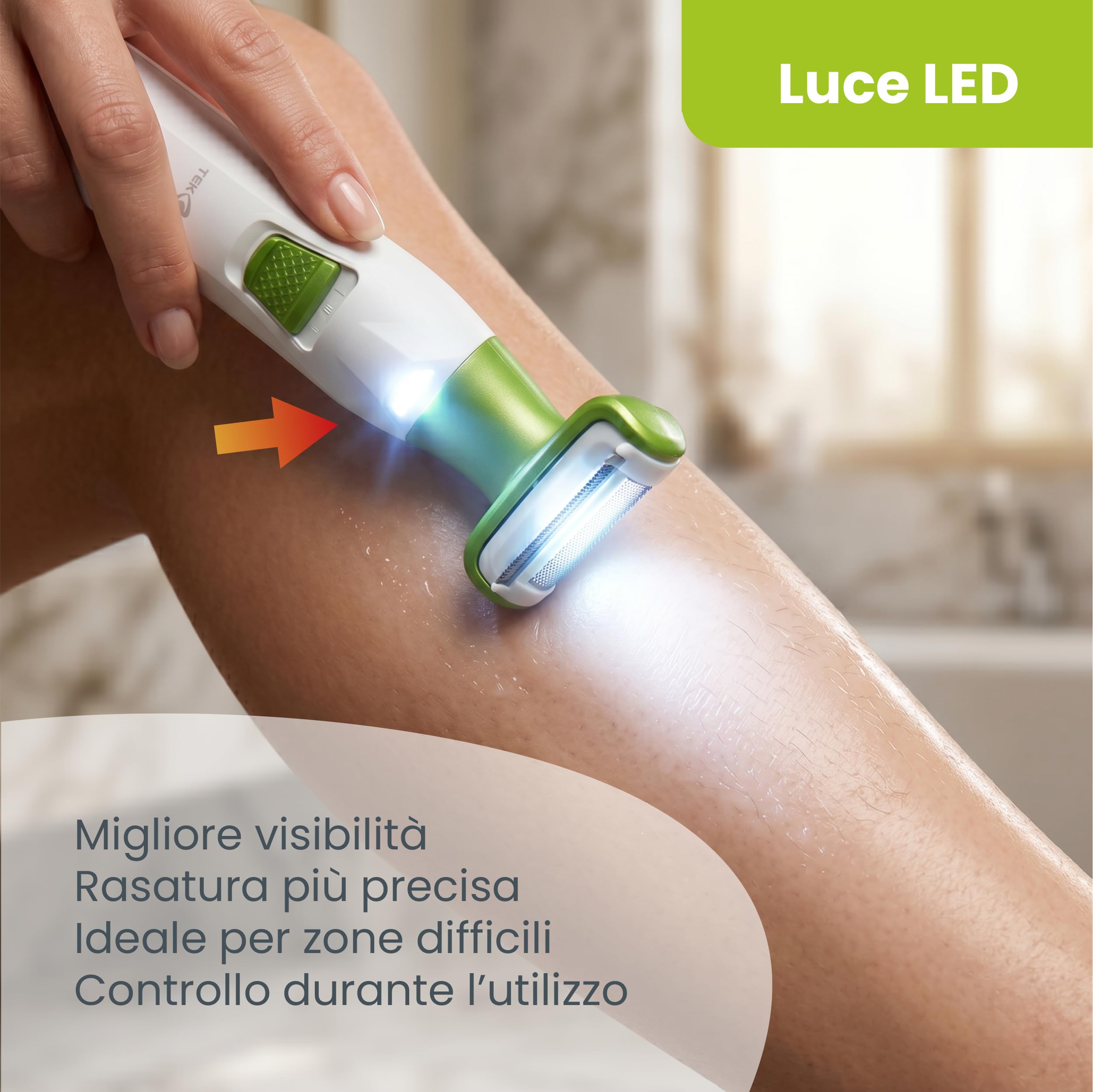 Rasoio Elettrico Corpo Donna Uomo con Luce LED | Ricaricabile USB Cordless | Testina Flottante di Precisione | Per Ascelle Gambe Bikini e Corpo | 90 Minuti di Autonomia