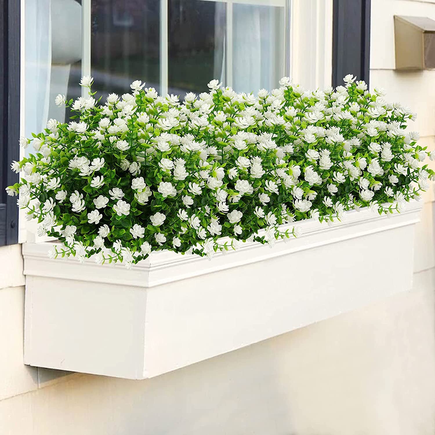 Amazon.de: SOMYTING Knstliche Blumen 8 Stck Kunstblumen Unechte Blumen  Deko Eukalyptus Deko UV-bestndige Pflanzen Strucher Plastik Blumenstrau  Garten Dekor fr Haus Balkon Fensterbank Hochzeit Dekor (Wei)