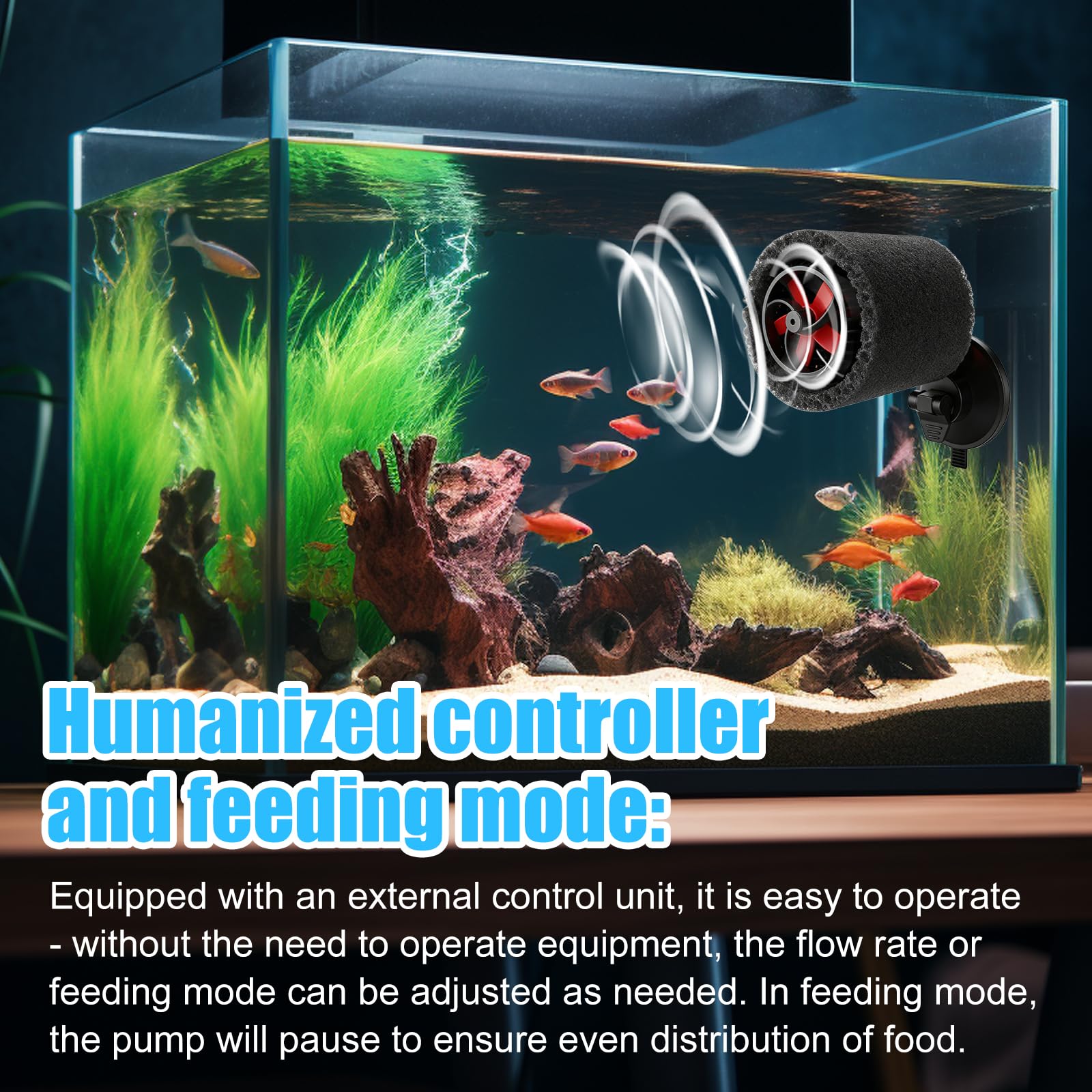 Pompa Di Movimento Acquario: Wave Maker Acquario, Con Controller, Flusso Regolabile a 4 Velocità, Dc 12 V Silenzioso, Pompa Di Circolazione Acquarios per Acqua Dolce E Salata (Nero)