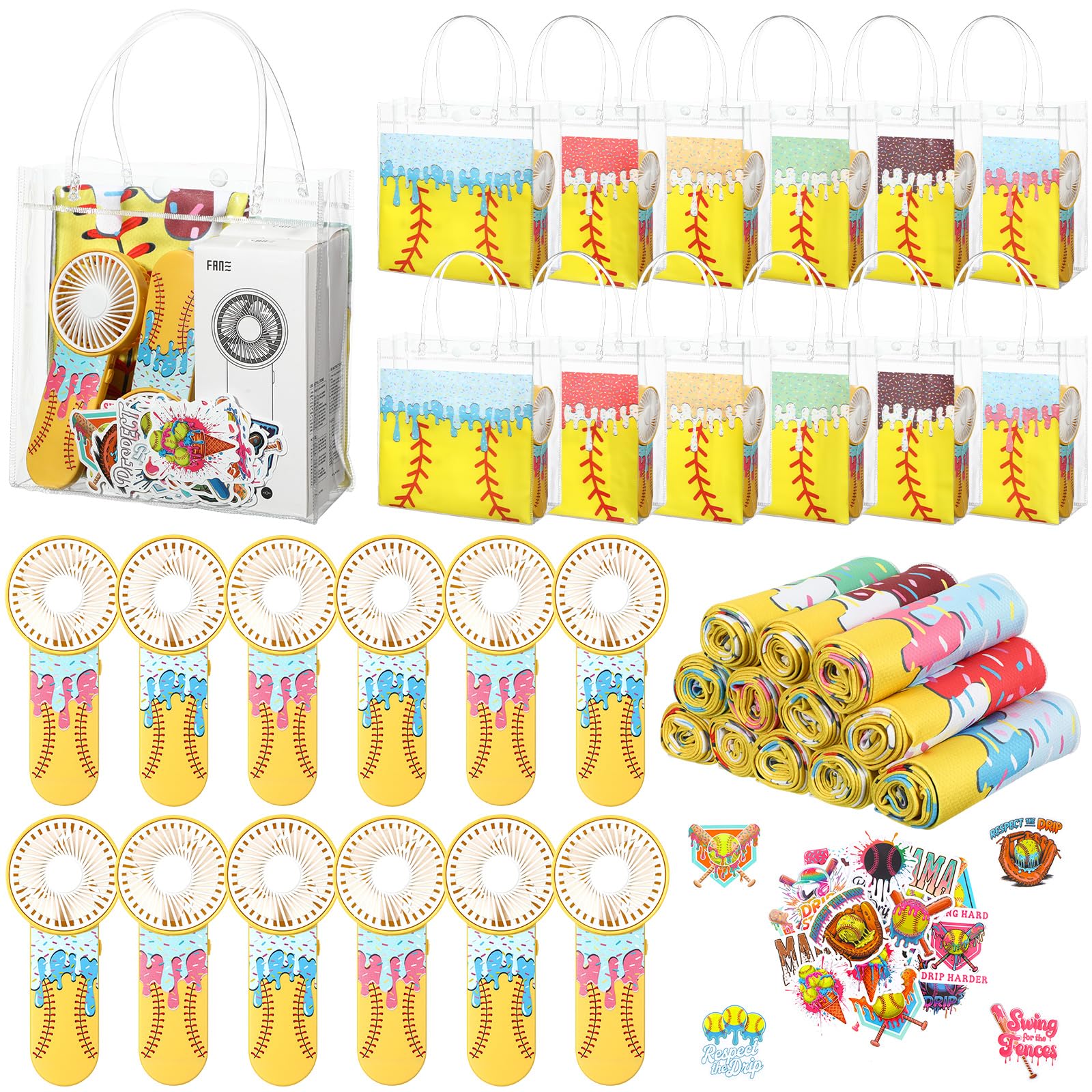 View 1 of ***STOCK PHOTO FOR REFERENCE ONLY***Tujoe Softball Ice Cream Drip Party Favors Set