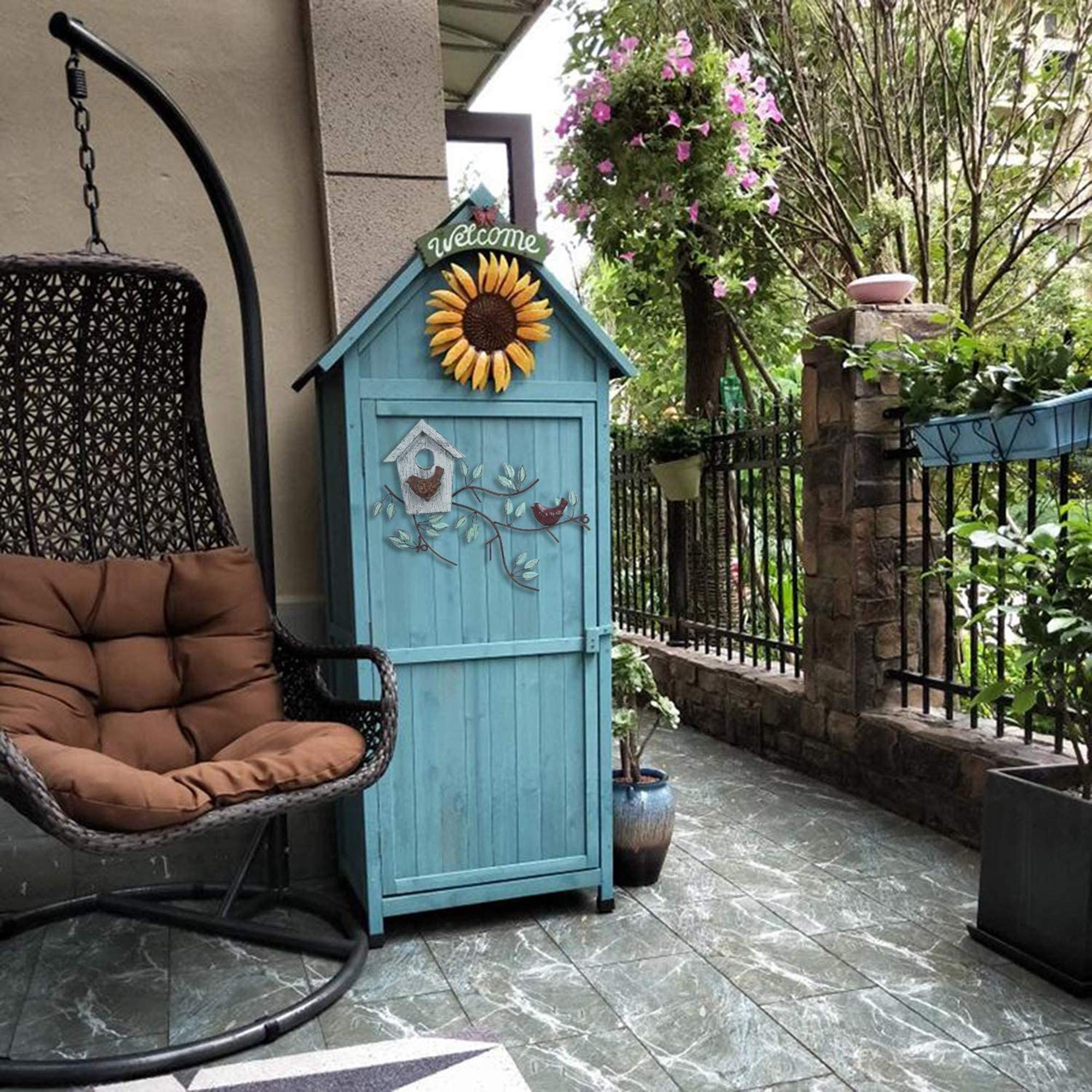 Hoge kwaliteit metalen uilen muur decor, 3-delige uil wanddecoratie die vrij gecombineerd kan worden, kleurrijke uil muur opknoping scluture, for tuin, patio, woonkamer