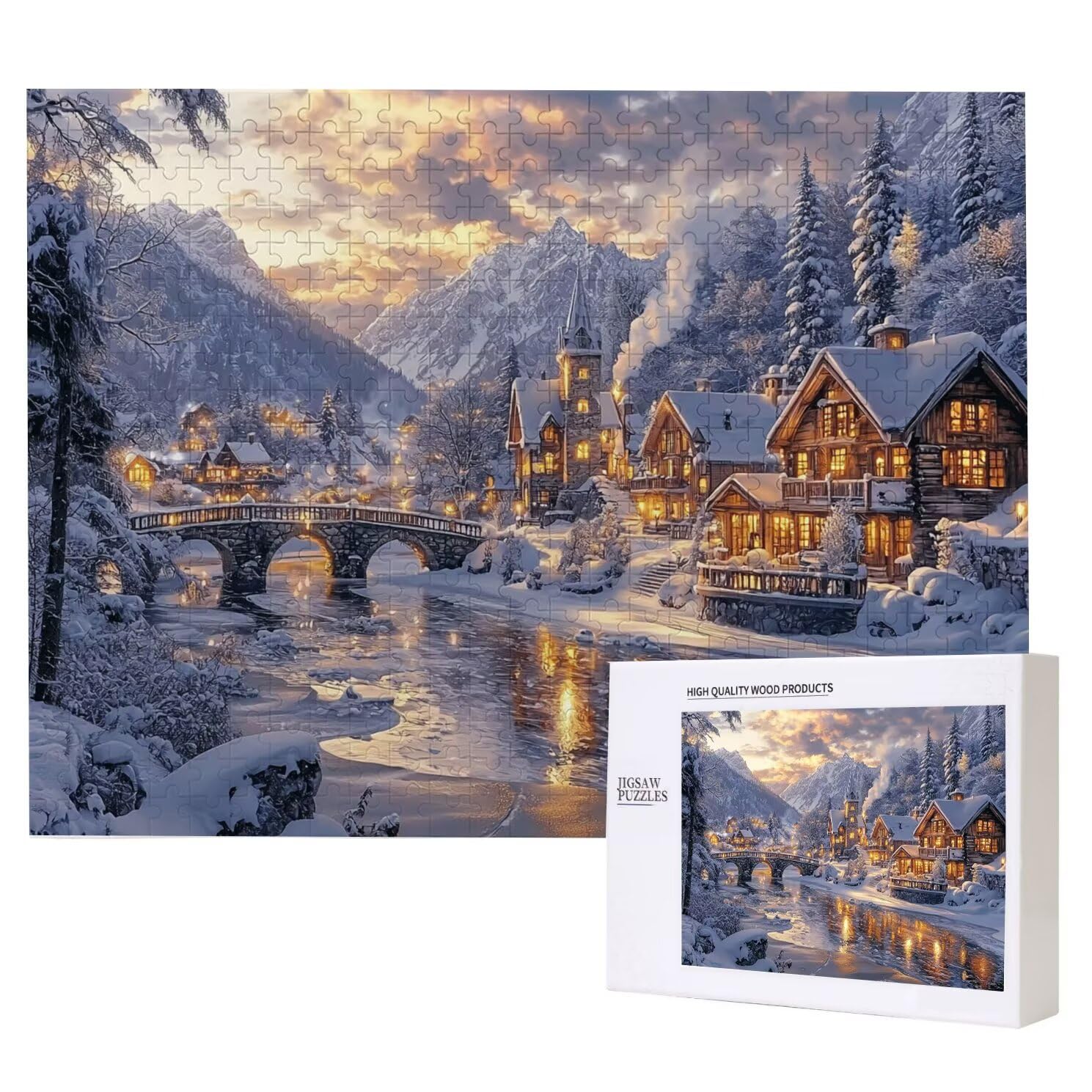 Puzzle dla dorosłych, 4000 sztuk, trudne drewniane puzzle, gra, gra logiczna, gra ręczna, dekoracja rodzinna, kreatywna rozrywka, prezent 87 x 141 cm śnieg krajobraz K0F-807