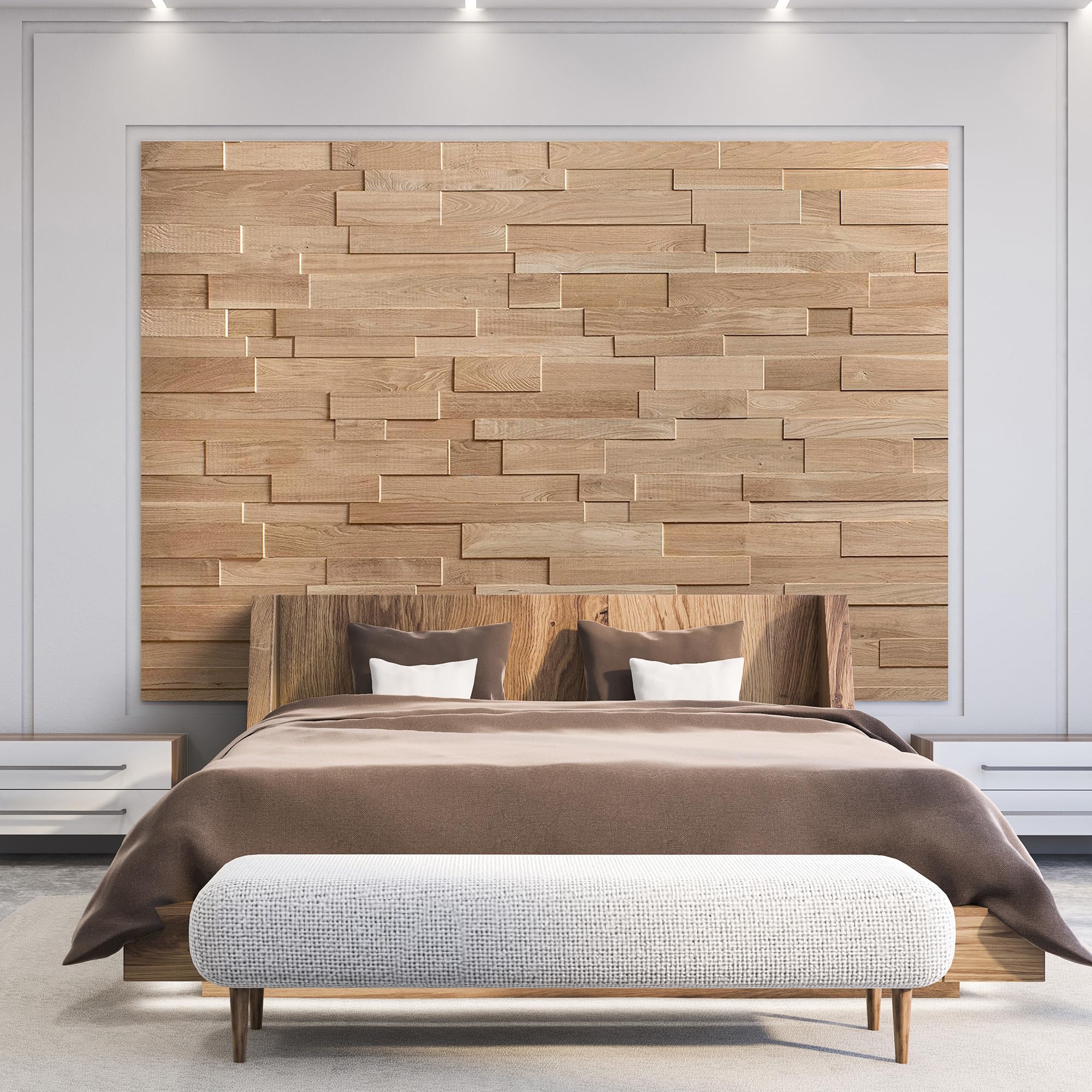 Wooden Wall DesignOak Wall Cladding, 3D Wall Panels, Model OZO Lite (1m2-Lite)