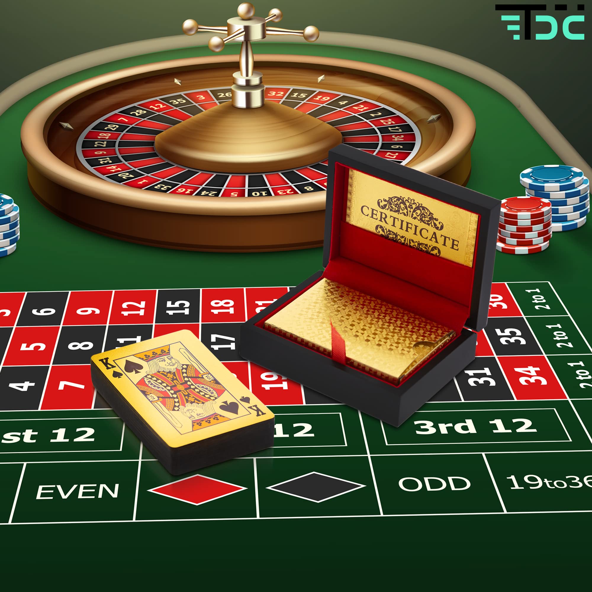Cartas Poker. Baraja Poker Juego de Mesa con Caja Madera. Baraja de Cartas Poker Impermeable. Baraja Poker Doradas, Oro. (Gold+Box)