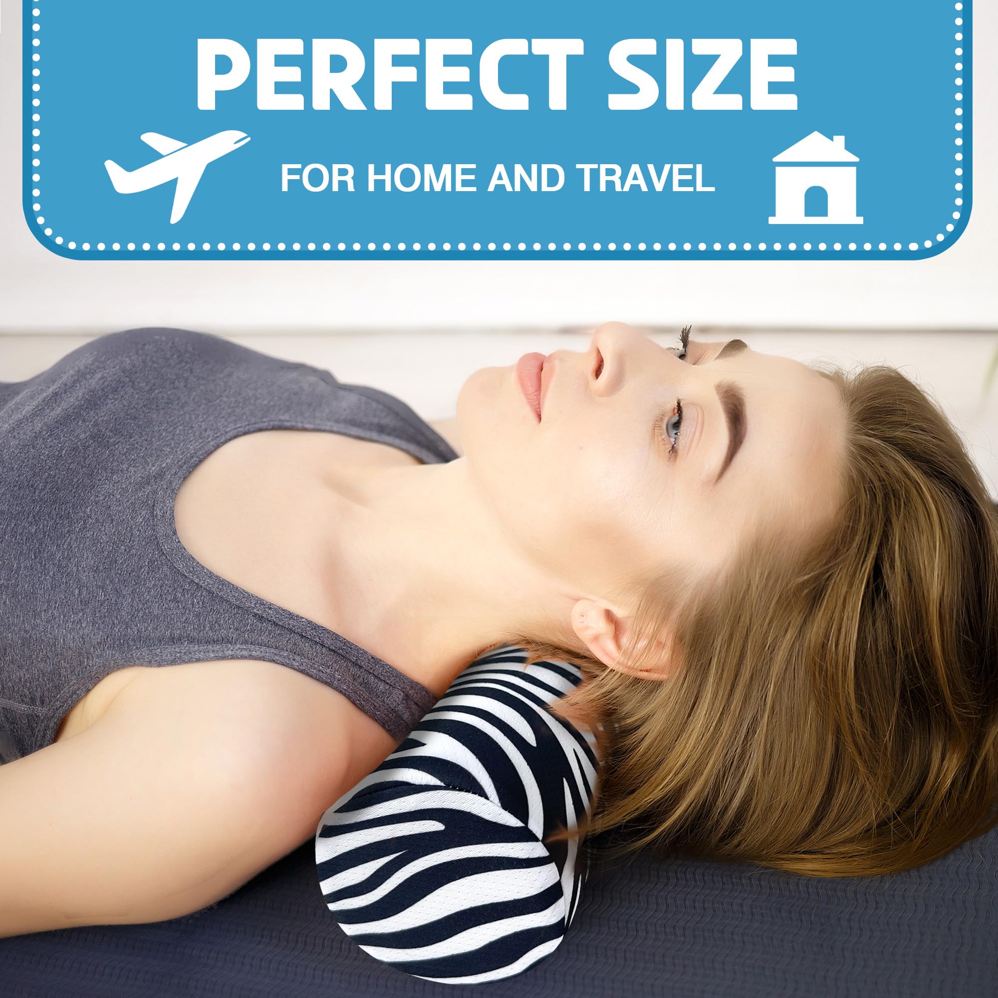 Almohada enrollable para el cuello para dormir, almohadas ergonómicas de tubo cilíndrico para soporte de columna cervical y cuello, almohada enrollable versátil para cama, oficina y viajes,