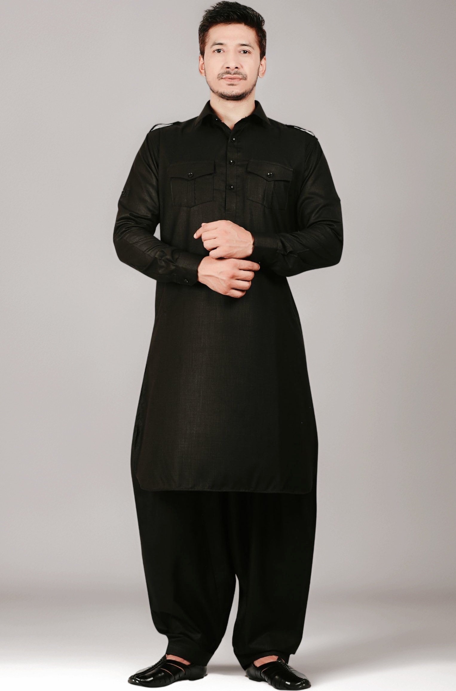 Men's Cotton Blend Pathani Kurta Pyjama Suit