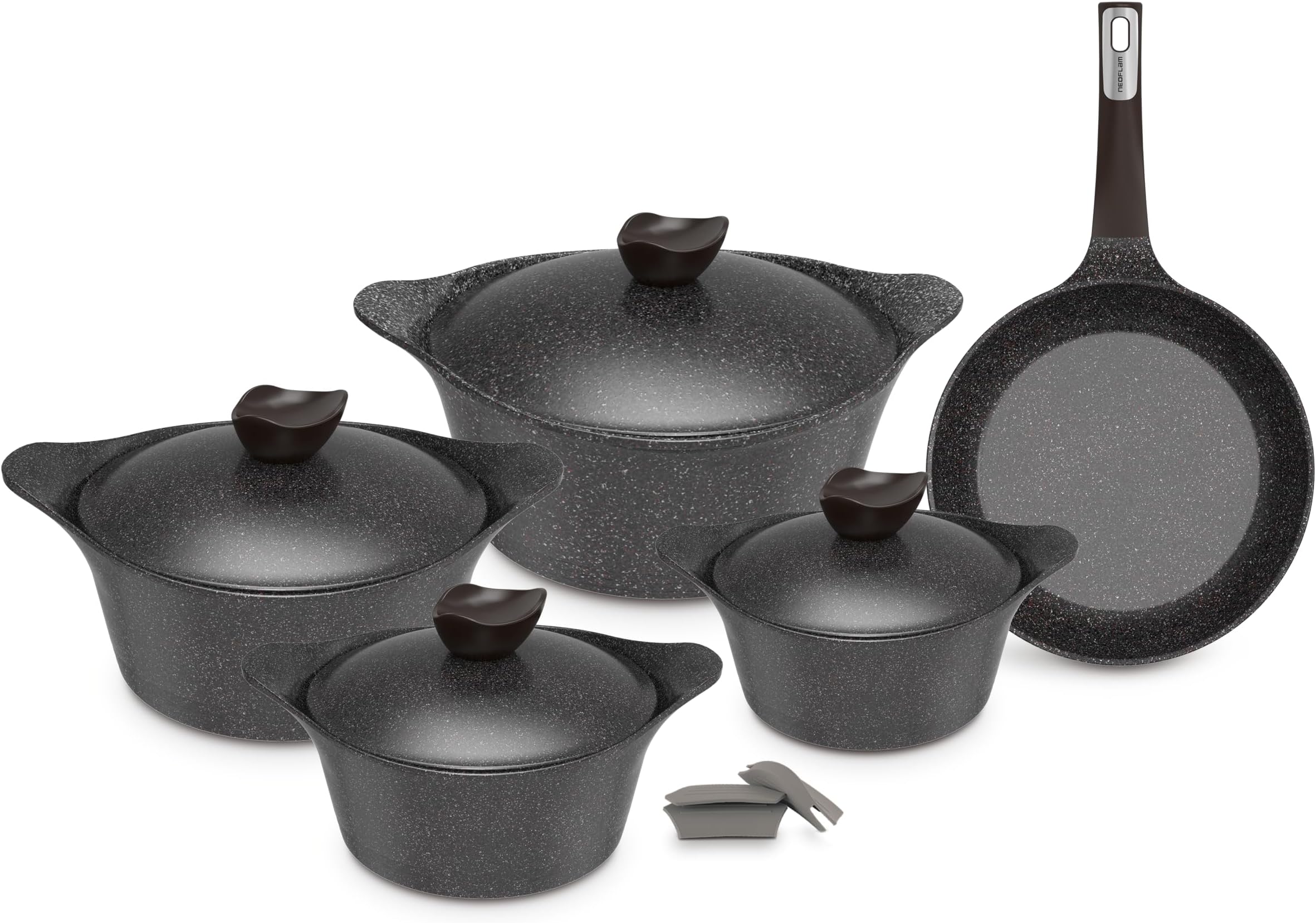 Aeni Non-Stick Aluminum Cooking Pot 11-Piece Set, Galaxy Marble