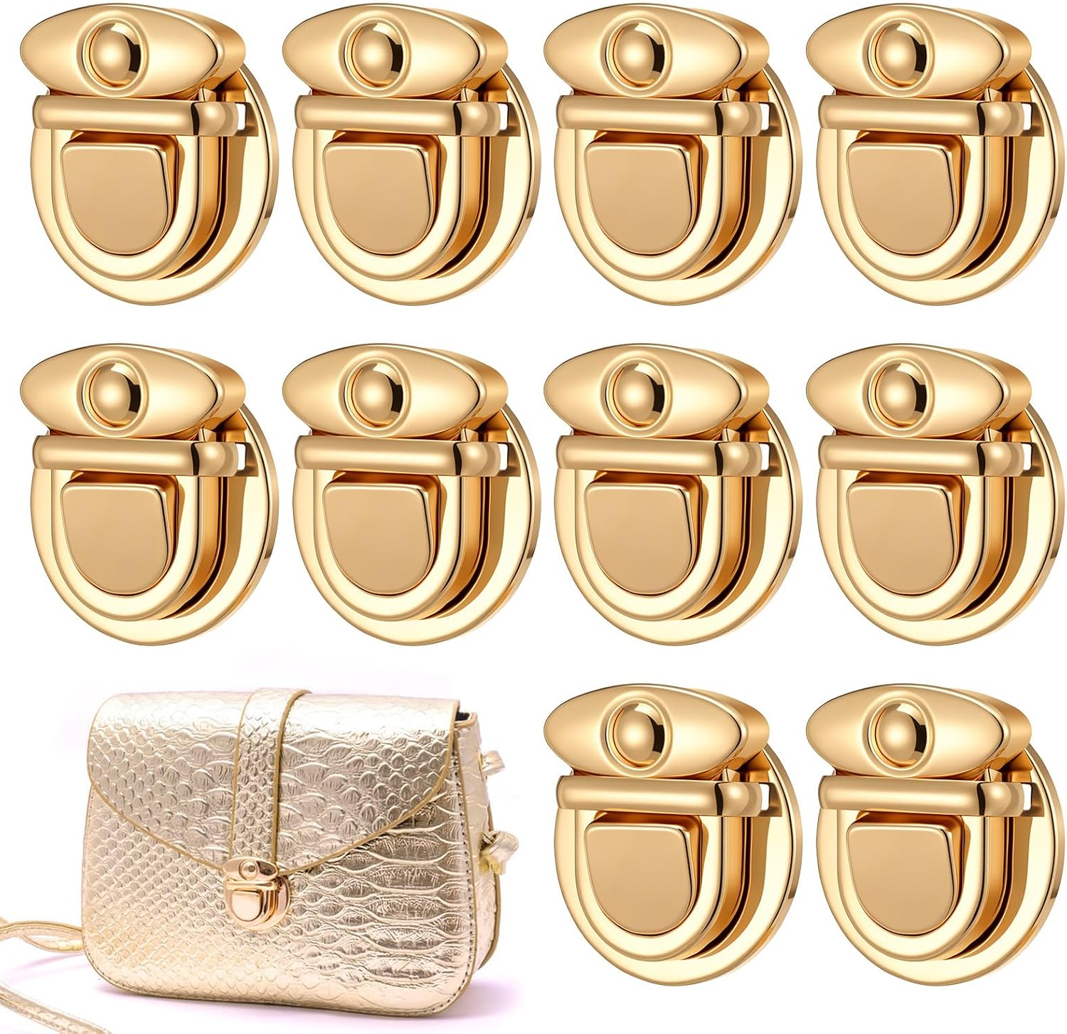 Sorcristy 10 Pcs Purse Clasp, Round Tuck Lock with Duck Tongue Snap Closure
