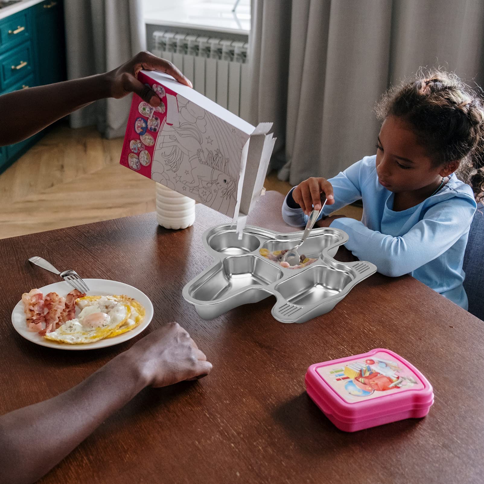 Piatto Divisorio In Acciaio Inox 304 - 5 Scomparti, Per Adulti E Bambini, Ideale Per Diete - Foto 6