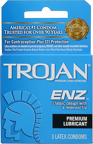 Trojan ENZ Lubricado Tamaño 3s Trojan ENZ Preservativos de látex lubricados 3ct