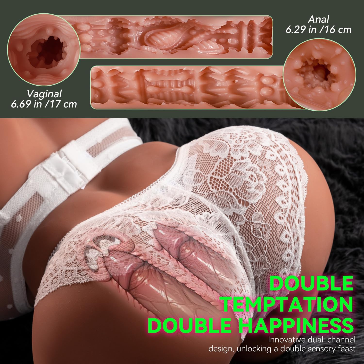 Baquick 17LB BBW Fat Brown Sex Doll - 1:1 Scaled Down Nerissa Design, Realistic Pussy Ass Sex Toy for Men with Dual Vagina & Anal Channels,Male Masturbator with Accessories