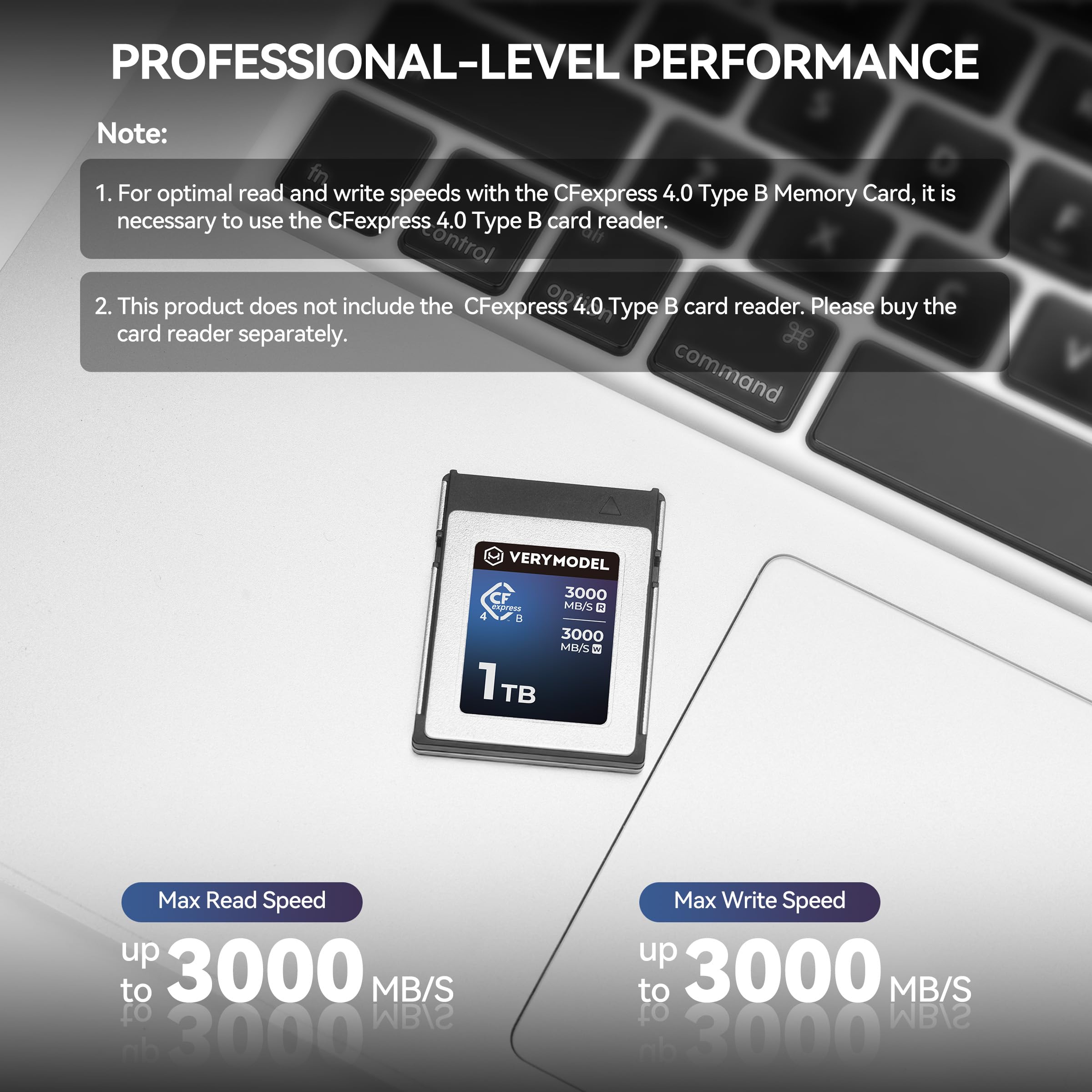 Tarjeta de Memoria CFexpress 4.0 Tipo B de 1 TB, 3000 MB/s l/e 8K